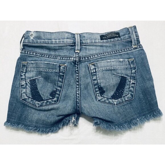 James Jeans Womens Size 24 Cutoff Denim Shorts Limited Edition Embellished Boho - Picture 2 of 6